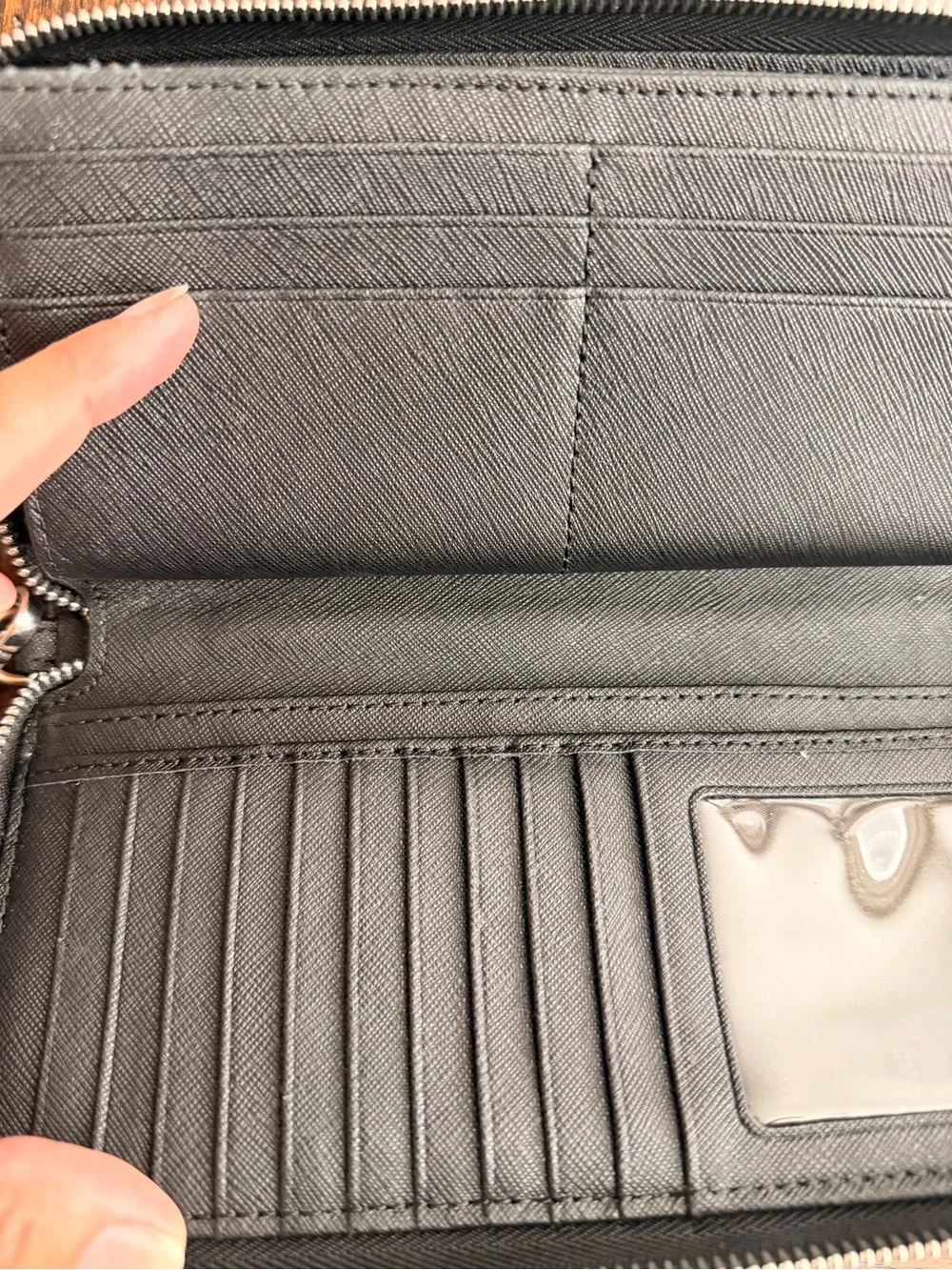Michael Kors Black Saffiano Zip-Around Wristlet Wallet with Gold Logo